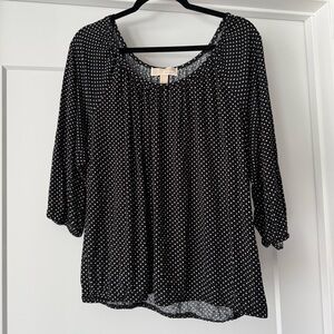 Michael Kors Women’s Black Polka Dot 3/4 Sleeve Blouse SZ XL